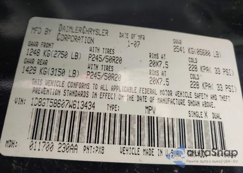 2007 Dodge Nitro Slt/Rt from USA, damaged, VIN 1D8GT58607W613434